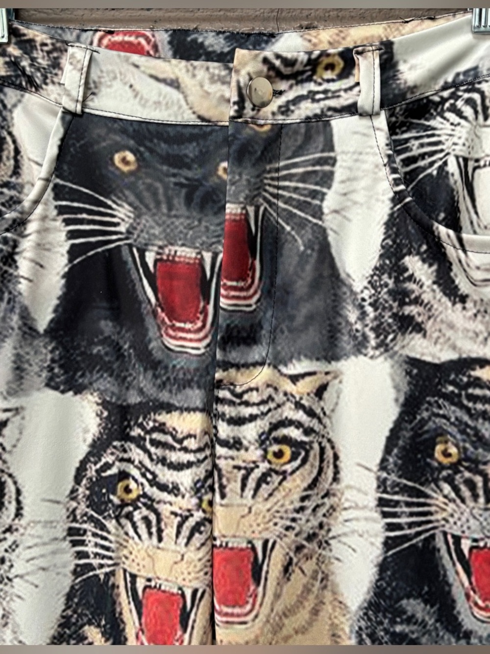 Wild Cat Print Wide Leg Pants M View 2